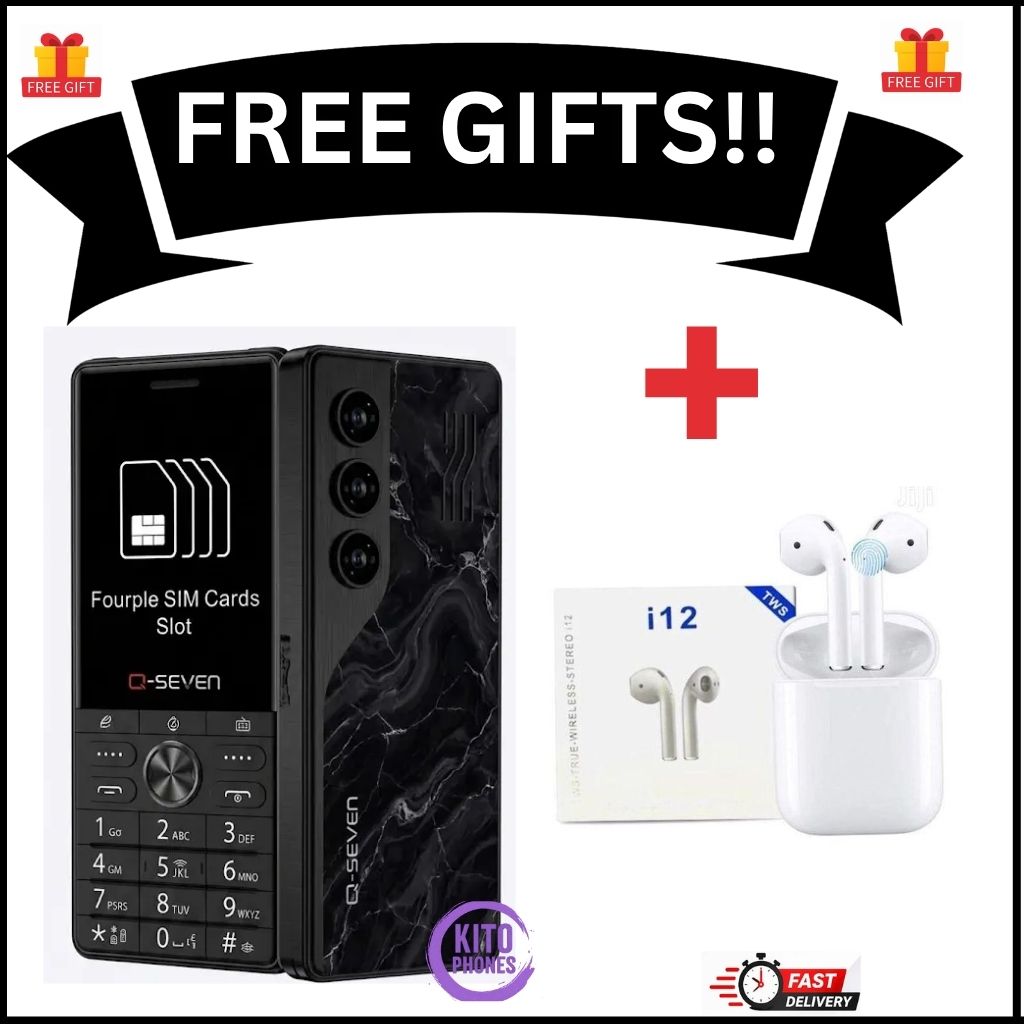 [BRAND NEW] Q-SEVEN Q60 TURBO 4 SIM CARDS PHONE 2.8" SCREEN 2500mAh BATTERY WITH 3D CURVED EDGE , OPERA MINI , WIRELESS FM TYPE C CHARGING PHONE QUAD SIM CARD FEATURED PHONE+FREE GIFTS