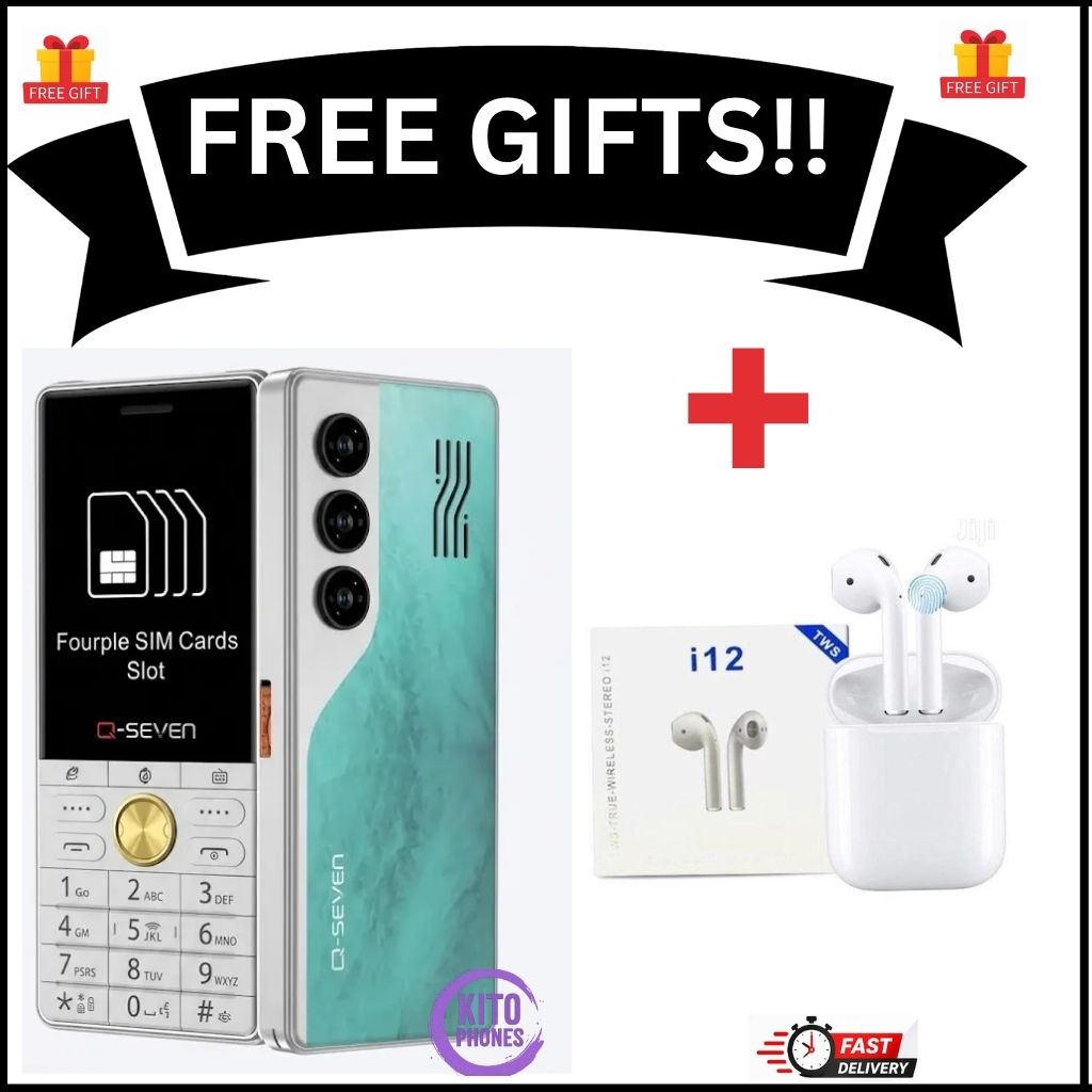 [BRAND NEW] Q-SEVEN Q60 TURBO 4 SIM CARDS PHONE 2.8" SCREEN 2500mAh BATTERY WITH 3D CURVED EDGE , OPERA MINI , WIRELESS FM TYPE C CHARGING PHONE QUAD SIM CARD FEATURED PHONE+FREE GIFTS
