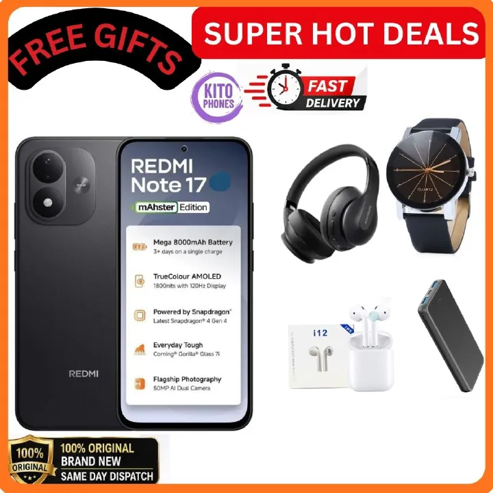 [BRAND NEW] XIAOMI Redmi Note 17 6.99 INCHES AMOLED SCREEN 128GB ROM+6GB RAM 50 MP MAIN CAMERA+16MP FRONT 7700 mAh battery 45W FAST CHARGING In-screen fingerprint ANDROID 16 SMARTPHONE+FREE GIFTS