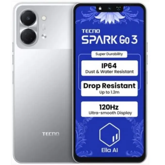 HOT DEAL 🔥 BRAND NEW !! Tecno Spark Go 3, 6.74 Inch display ,upto 8GB RAM(4+4), 64 GB Storage, 5000mAh battery ,15W fast charging, 13MP CAMERA ,1 YEAR WARRANTY ANDROID 15 SMARTPHONES+FREE GIFTS
