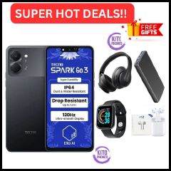 HOT DEAL 🔥 BRAND NEW !! Tecno Spark Go 3, 6.74 Inch display ,upto 8GB RAM(4+4), 64 GB Storage, 5000mAh battery ,15W fast charging, 13MP CAMERA ,1 YEAR WARRANTY ANDROID 15 SMARTPHONES+FREE GIFTS