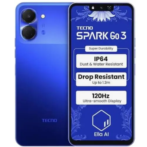 HOT DEAL 🔥 BRAND NEW !! Tecno Spark Go 3, 6.74 Inch display ,upto 8GB RAM(4+4), 64 GB Storage, 5000mAh battery ,15W fast charging, 13MP CAMERA ,1 YEAR WARRANTY ANDROID 15 SMARTPHONES+FREE GIFTS