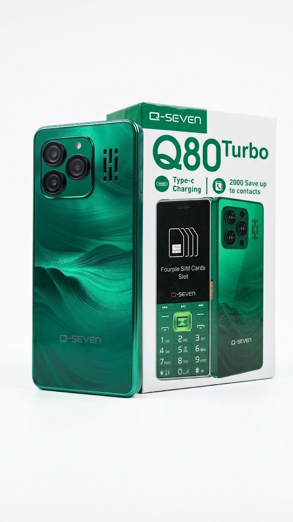 [BRAND NEW] Q-SEVEN Q80 TURBO 4 SIM CARDS PHONE 2.8" SCREEN 2500mAh BATTERY WITH 3D CURVED EDGE , OPERA MINI , WIRELESS FM TYPE C CHARGING PHONE QUAD SIM CARD FEATURED PHONE