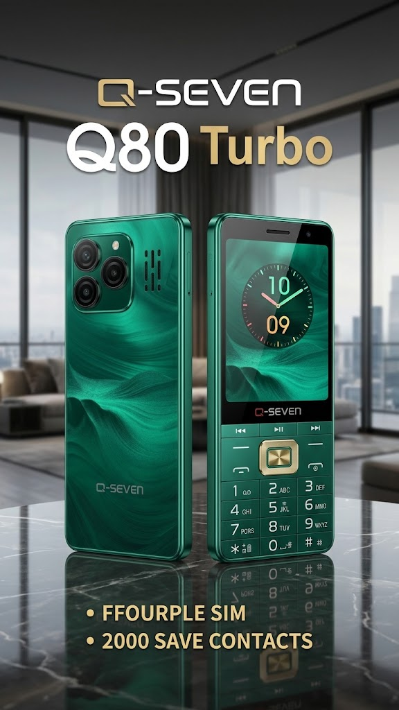 [BRAND NEW] Q-SEVEN Q80 TURBO 4 SIM CARDS PHONE 2.8" SCREEN 2500mAh BATTERY WITH 3D CURVED EDGE , OPERA MINI , WIRELESS FM TYPE C CHARGING PHONE QUAD SIM CARD FEATURED PHONE