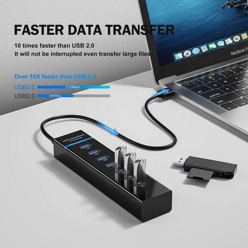 7- PORTS USB HUB 3.0| HIGH SPEED ADAPTER| PORTABLE AND LIGHT WEIGHT| CONNECT MULTIPLE DEVICES TO YOUR COMPUTER AND LAPTOP LIKE MOUSE, FLASH DRIVE, EXTERNAL HDD, KEYBOARDS, ETC.