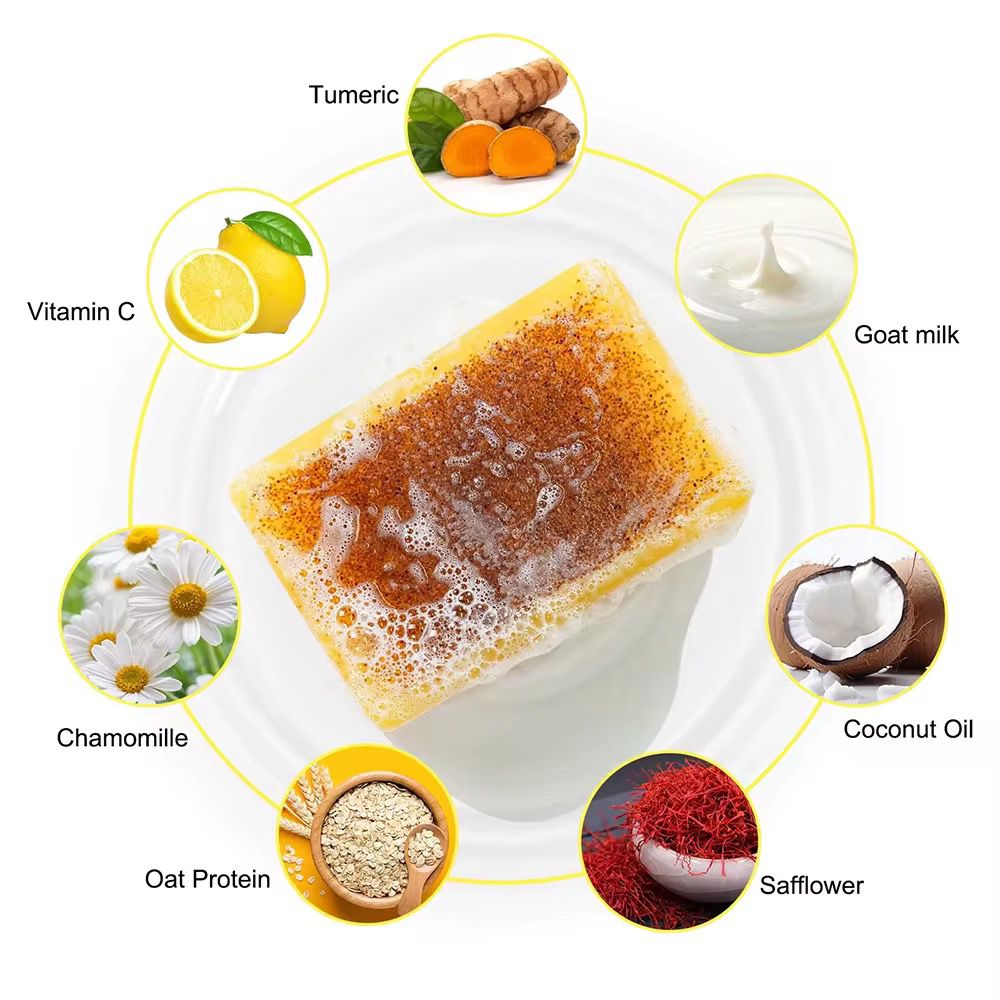 organic herbal lemon tumeric and kojic acid soap good for acne and darkspot treatment
