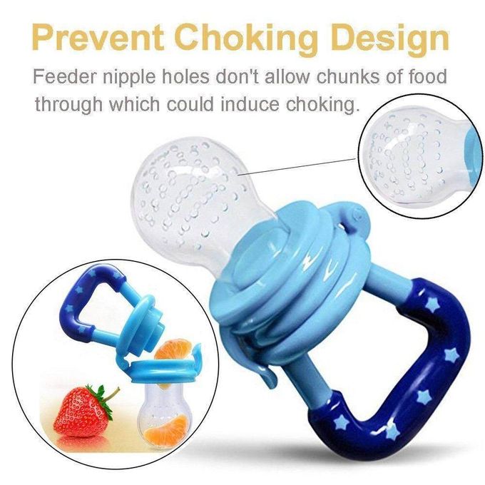2-in-1 Baby Fruit Feeder Pacifier & Silicone Teether Toy - BPA-Free Infant Food Nibbler with Protective Cap + Free Pacifier Clip
