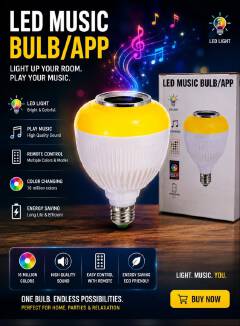 LED Music Bulb With Bluetooth, Music Player making it perfect for enjoying music or audio from external sources like YouTube
