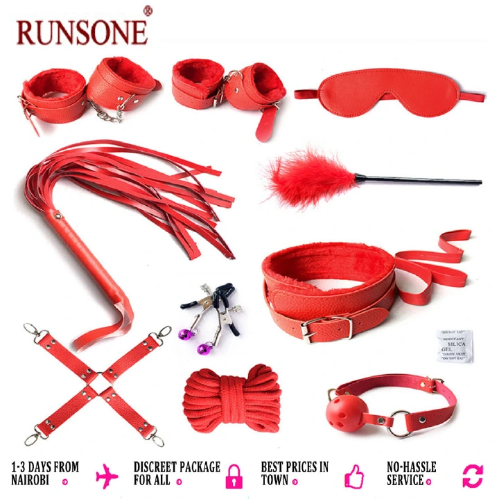 10pcs Pack Bondage Restraints BDSM Adult Sex Toys PU Leather Fetish Set Role Play Bed Game Handcuffs Mouth Ball Gag Foreplay Gift for Women Men Couples - image 11