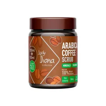 Lady Diana 100% Natural Arabica Coffee Scrub with Organic Coffee, Coconut and Shea Butter - Best Acne, Anti Cellulite and Stretch Mark treatment, Spider Vein Therapy for Varicose Veins & Eczema