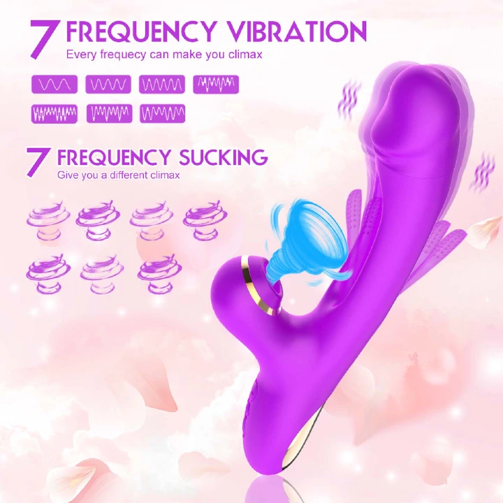 Flapping Vibrator Dildo G Spot Rabbit Clitoris Vibrator with 7 Sucking modes 7 Vibration 7 Flapping Modes for Clit Nipples Anal Multi Stimulation Rechargeable Adult Sex Toys for Women Couples - image 10