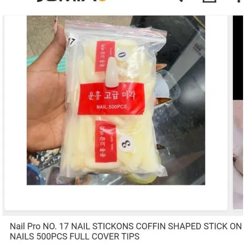 Nail Pro NO. 17 NAIL STICKONS COFFIN SHAPED STICK ON NAILS 500PCS FULL COVER TIPS