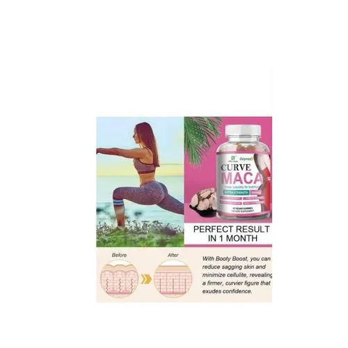 Curve Maca Gummies, 3000mg Tribulus Herbal Supplements for Butt/HIPS Enlargement, Big Booty Plus Enhancer, Fruit Flavor, 60 Count