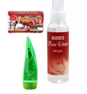 ACNE SKIN CARE TREATMENT- ASANTEE GOAT AND TAMARIND SOAP+ROSE WATER +ALOE VERA GEL160ml