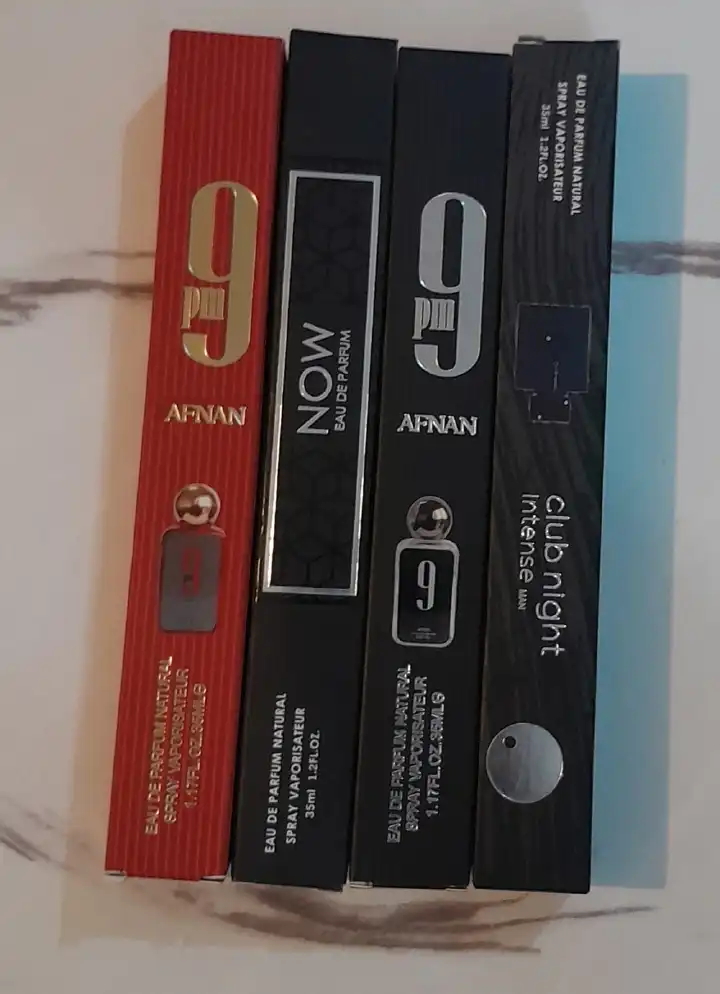 ORIGINAL 9pm AFNAN BLACK + 9pm REBEL +RAVE NOW + CLUB DE NUIT INTENSE MAN PERFUME 35ML EACH