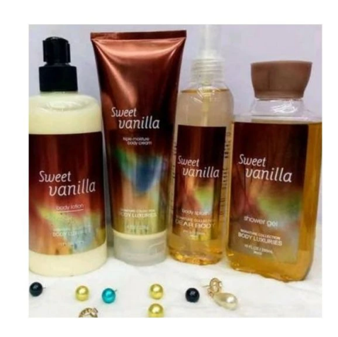 4 Pack Dear Body Sweet Vanilla Lotion, Shower Gel ,Body Splash & Cream Sweet Fresh Scent Keep Fresh Body Lotion Shower Gel Body Washes Body Washes 4 Pack Signature Collection Body Luxuries