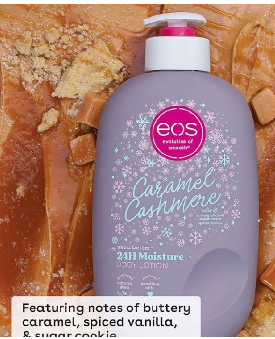 Eos Shea Better Caramel Cashmere Body Lotion 473ml 24 Hour Moisture Shea Butter Lotion With 7 Nourishing Oils Lightweight Non Greasy Hydrating Soft Smooth Skin Warm Caramel Vanilla Scent