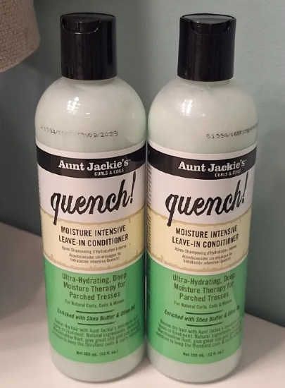 Aunt Jackie’s Quench Moisture Intensive Leave-In Conditioner 335ml – Ultra Hydrating Hair Cream for Natural Curls, Coils & Waves, Deep Moisture, Shea Butter & Olive Oil Nourish & Detangle