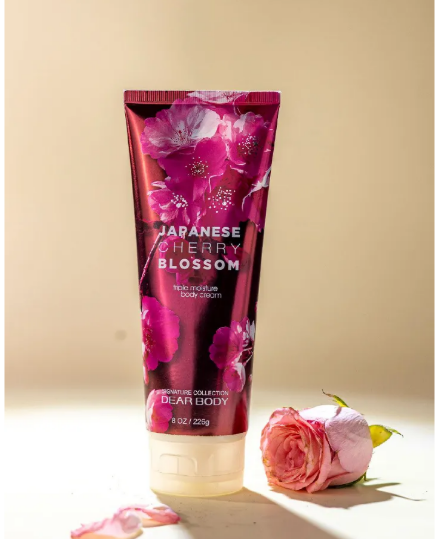 Cherry Blossom Body Cream by Dear Body – 226g Triple-Moisture Hydrating Scented Cream for Dry Skin, Japanese Cherry Blossom Fragrance, Velvet Soft Skin Care for Women