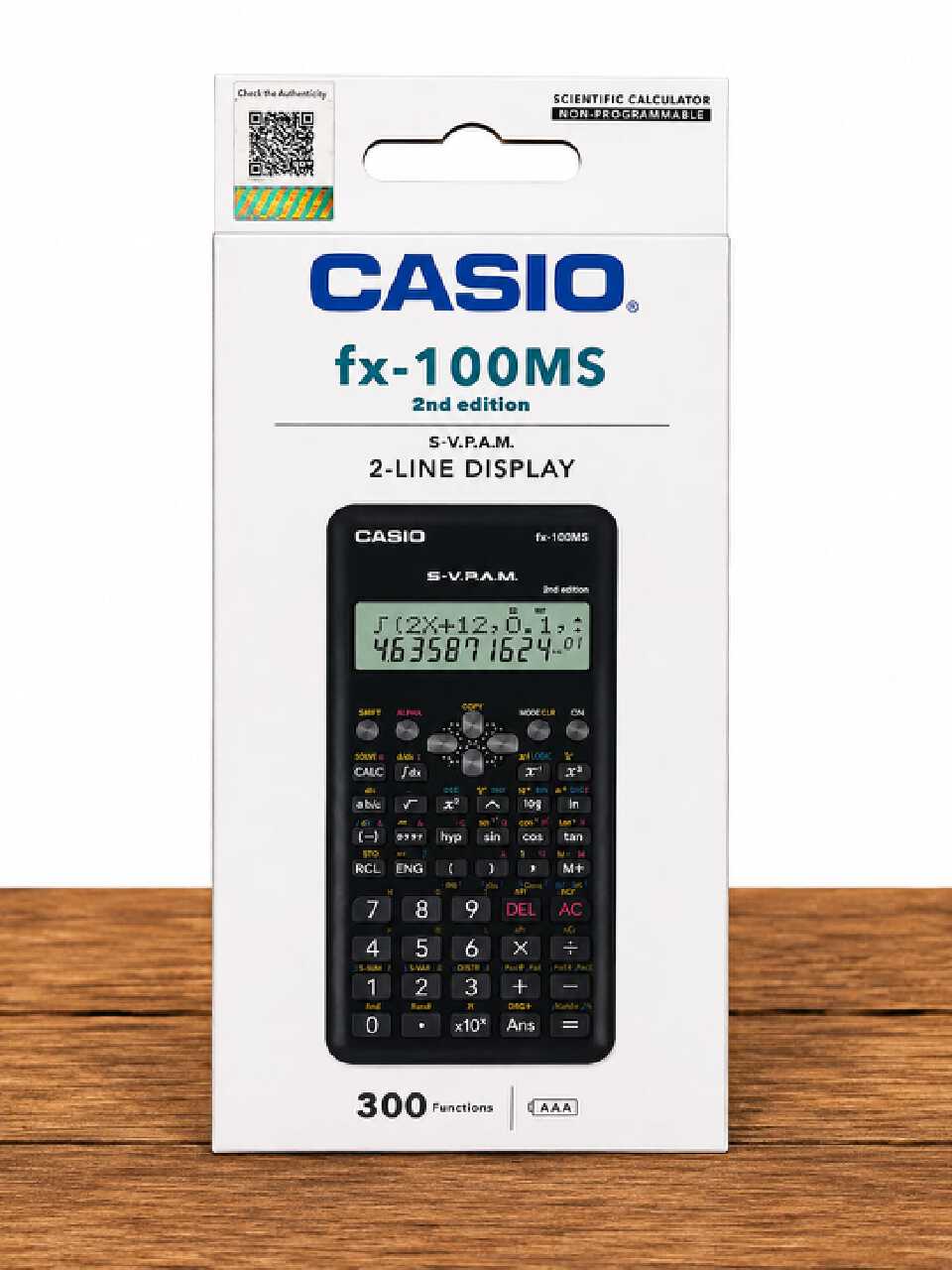 Casio fx-100MS 2nd Edition Scientific Calculator – 300 Functions, 2-Line Display- is a reliable non-programmable scientific calculator designed for students, Engineers,Teachers and Proffesionals.