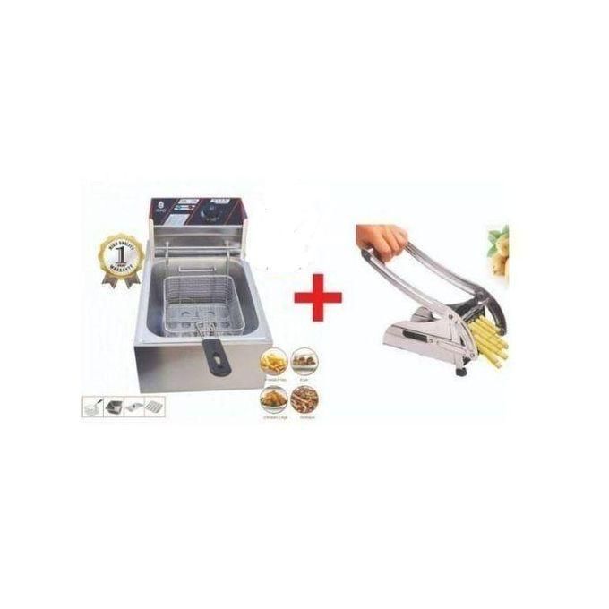 Electric Deep Fryer Machine 6L + Free Chips Cutter – Premium Electric Deep Frying Machine with Large 6-Litre Oil Capacity, Adjustable Temperature Control, Removable Frying Basket, Fast Heating, Durabl