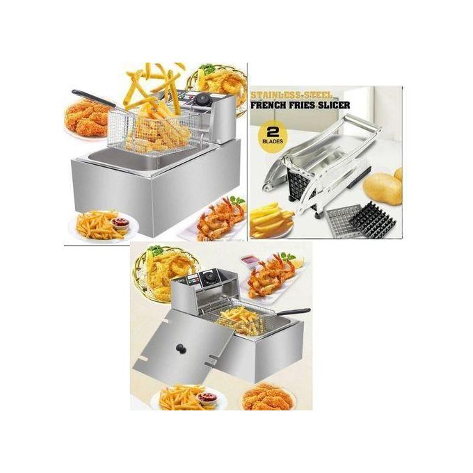 Electric Deep Fryer Machine 6L + Free Chips Cutter – Premium Electric Deep Frying Machine with Large 6-Litre Oil Capacity, Adjustable Temperature Control, Removable Frying Basket, Fast Heating, Durabl
