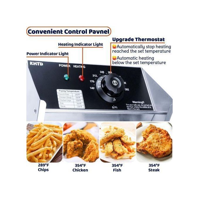 Electric Deep Fryer Machine 6L + Free Chips Cutter – Premium Electric Deep Frying Machine with Large 6-Litre Oil Capacity, Adjustable Temperature Control, Removable Frying Basket, Fast Heating, Durabl