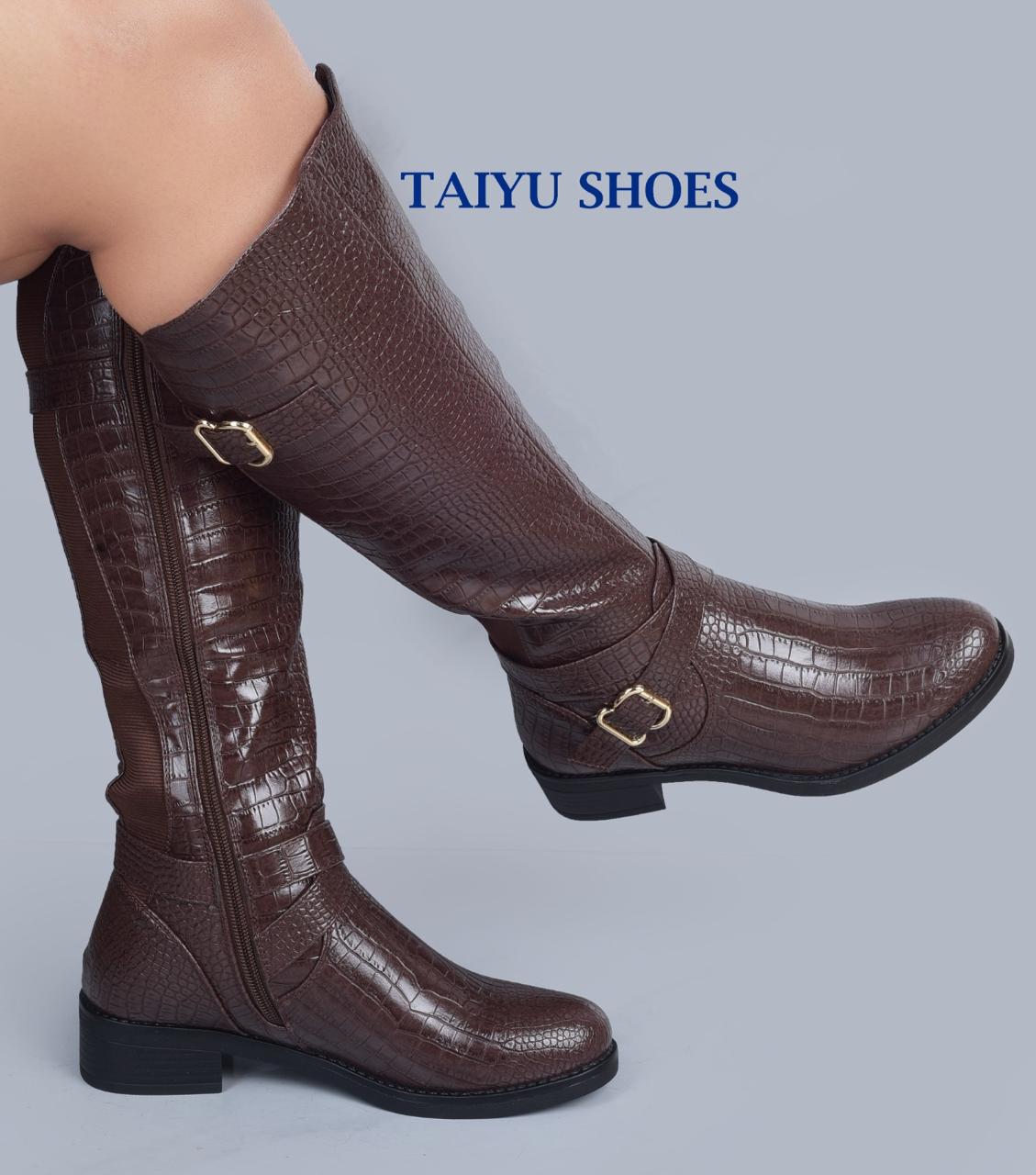 Ladies Low Heel Casual Long Women's Boots Plus Cotton Warm Zipper Round-Toe Winter Shoes Motorcycle Boots Knee High Women