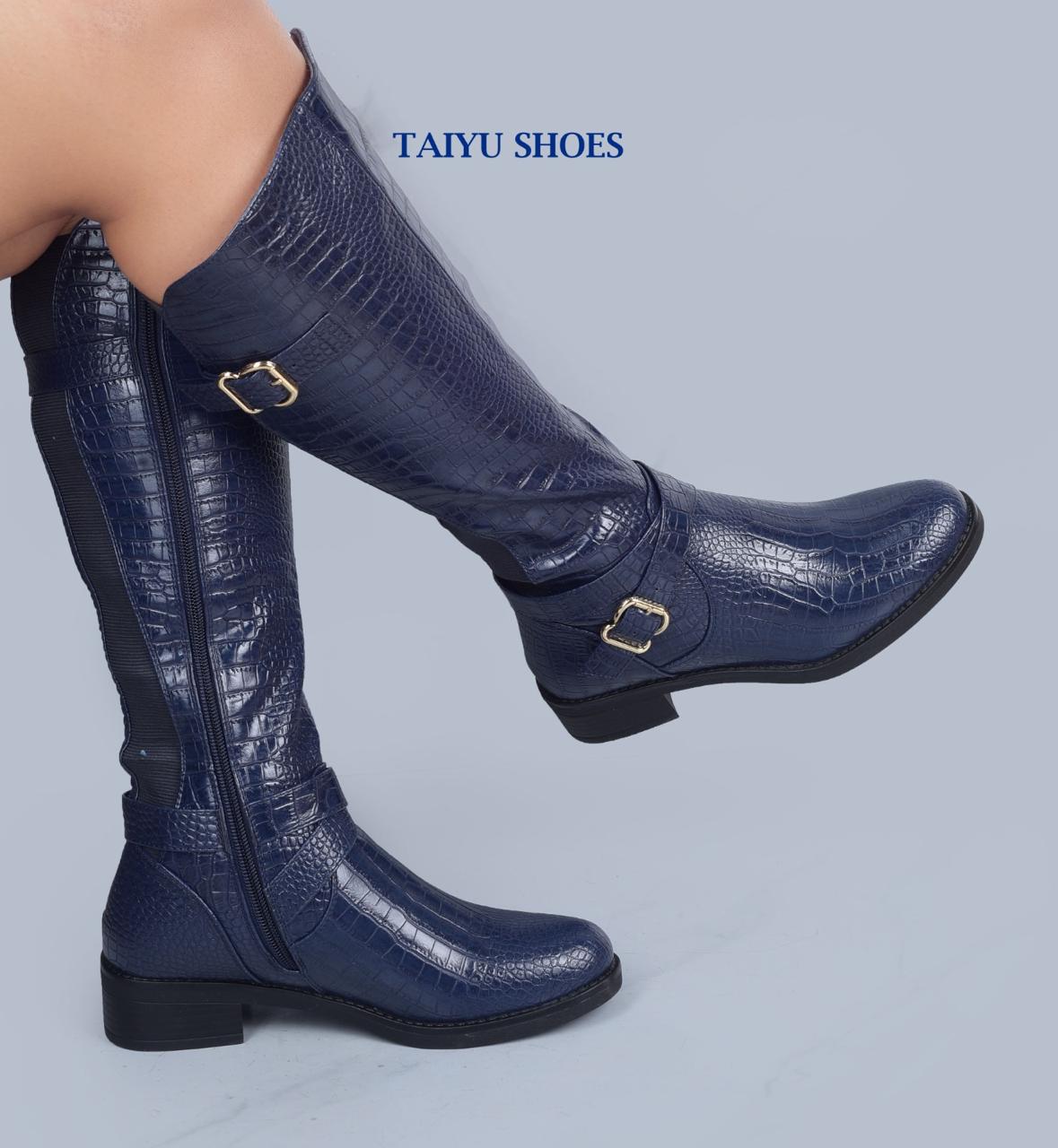 Ladies Low Heel Casual Long Women's Boots Plus Cotton Warm Zipper Round-Toe Winter Shoes Motorcycle Boots Knee High Women