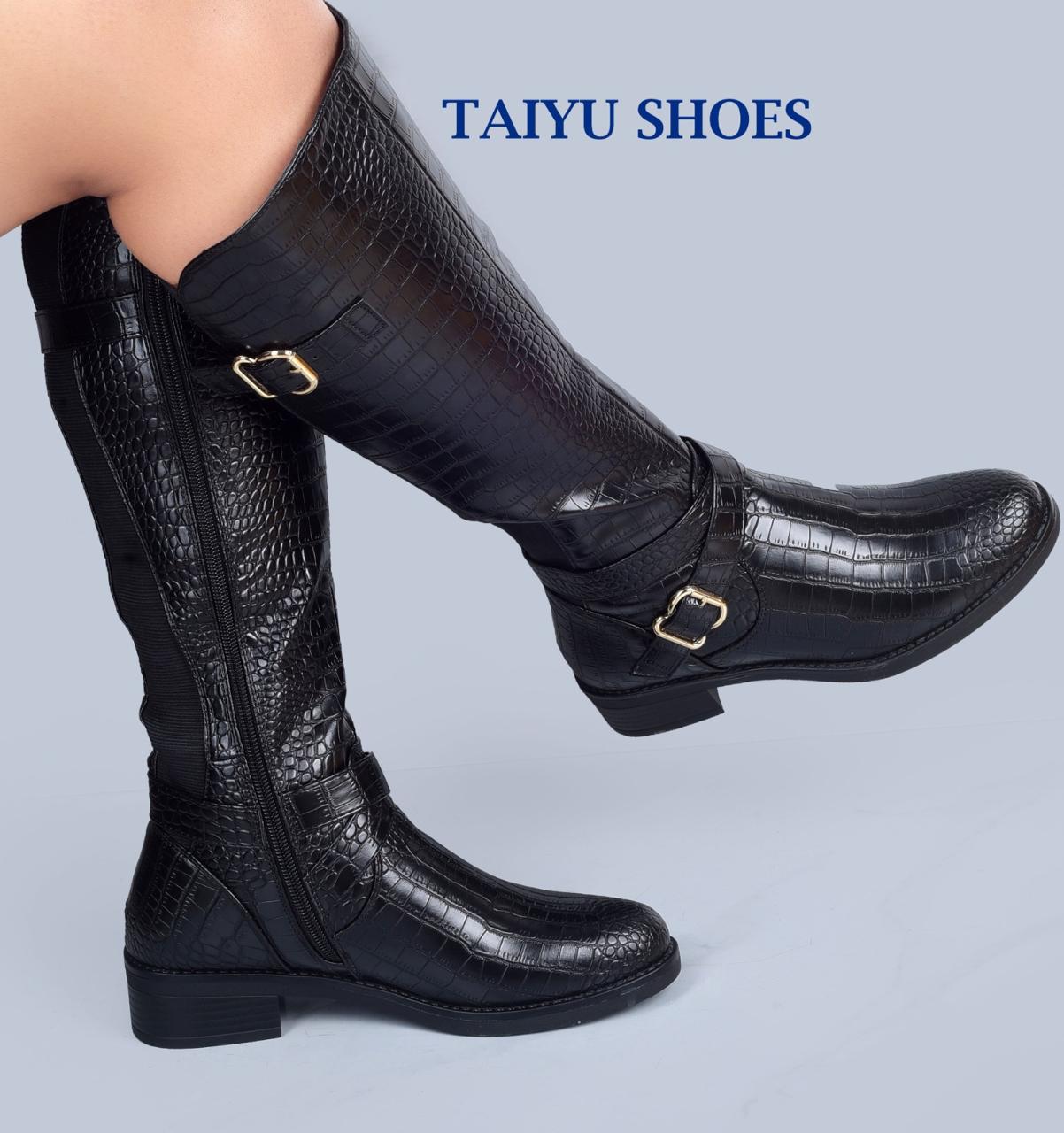 Ladies Low Heel Casual Long Women's Boots Plus Cotton Warm Zipper Round-Toe Winter Shoes Motorcycle Boots Knee High Women