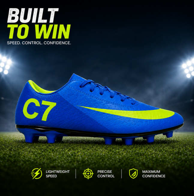 High Quality C7 Football Soccer Boots, Comfortable Durable Sports Shoes for Men and Boys, Lightweight Non-Slip Football Cleats, Perfect for Training, Matches, Outdoor Sports and Games, Clearance Sale