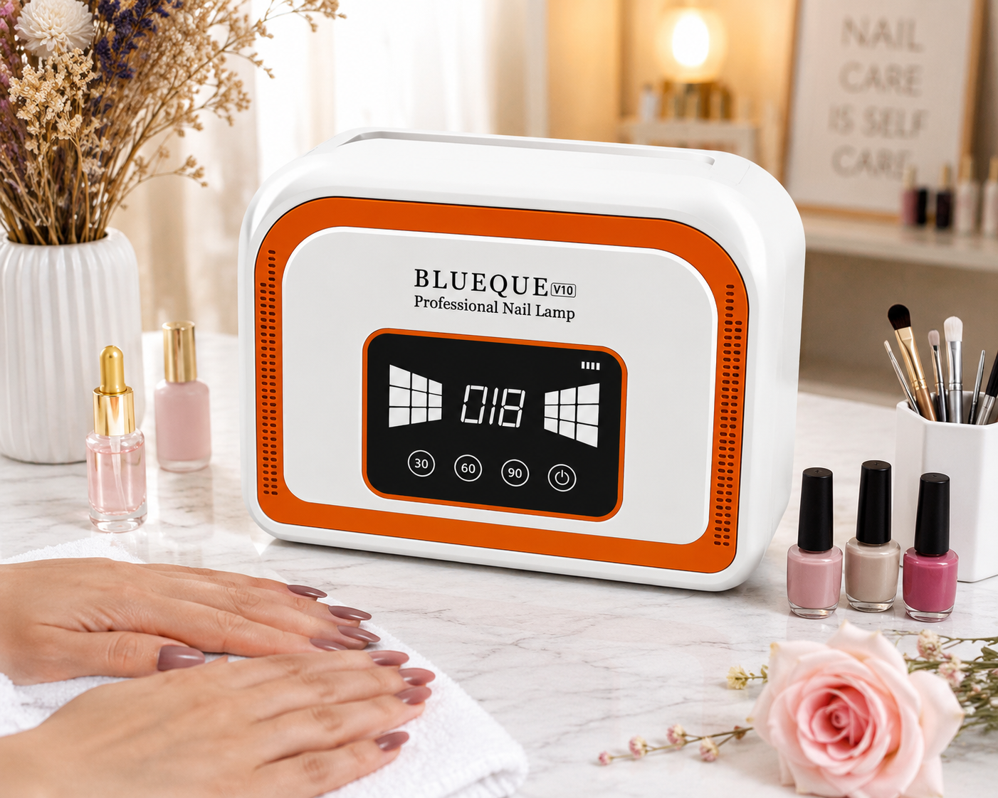 BLUEQUE V10 120W Cordless Rechargeable UV LED Nail Lamp - Professional Gel Nail Dryer with LCD Display view 2
