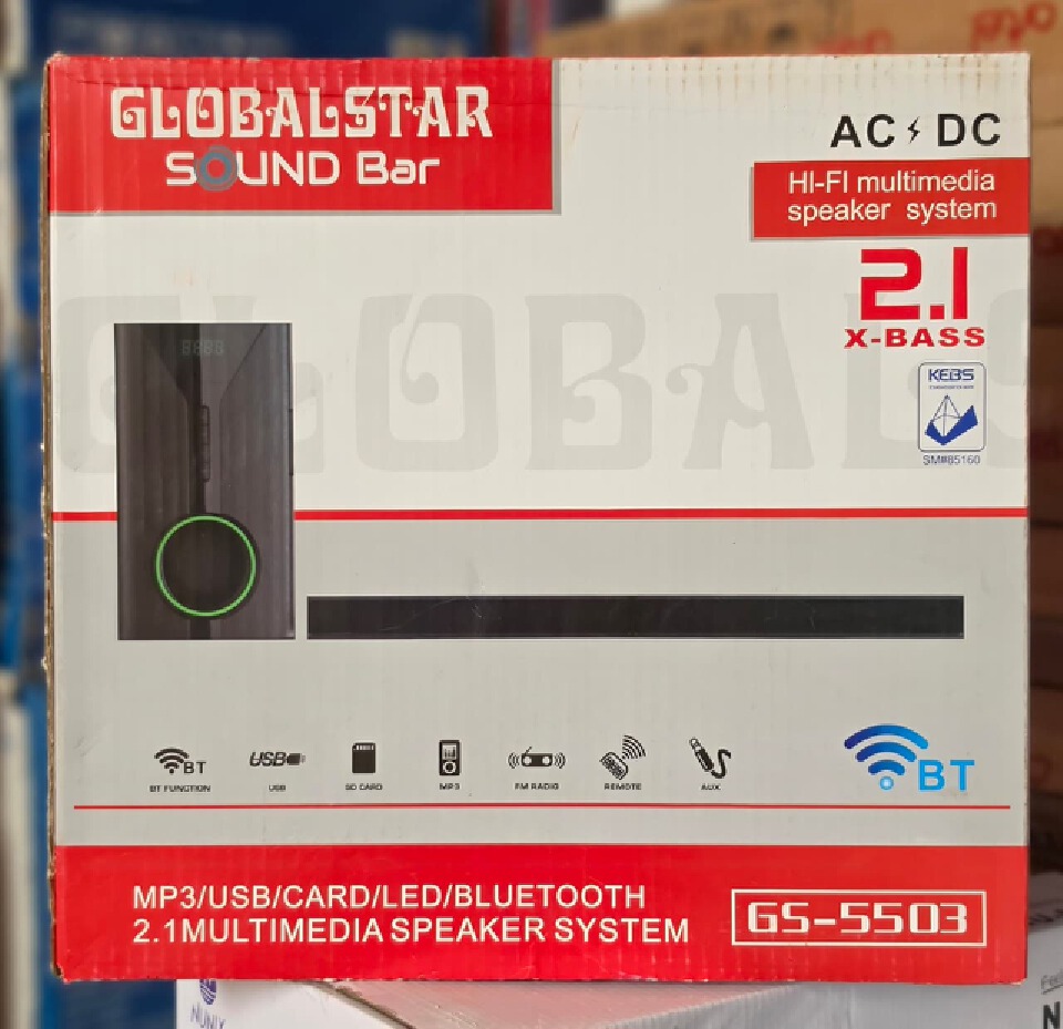 Home Audio System, Multimedia Speaker | GS-5503 2.1 Soundbar - Soundbar design for a neat setup, Suitable for TV, movies, and music, Ideal for home entertainment