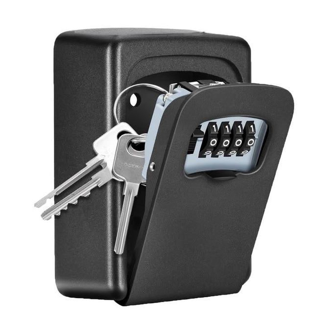 Wall-Mounted 4-Digit Combination Key Safe Lock Box – Heavy-Duty Weatherproof Outdoor Security Key Storage