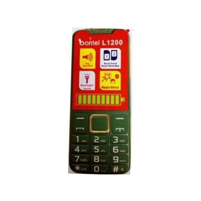 Bontel L1200 plus  Inches button mobile phone dual sim card Bluetooth connectivity spotlight torch and 1000mAh battery FEATURE PHONE