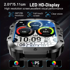 New Steel Strip Flagship Smartwatch H19 Rugged Outdoor Military Smart Watch GPS Men Flashlight Wireless Call Waterproof Sport Tracker 100+ Sports Modes HD Bluetooth Call Smart Watch