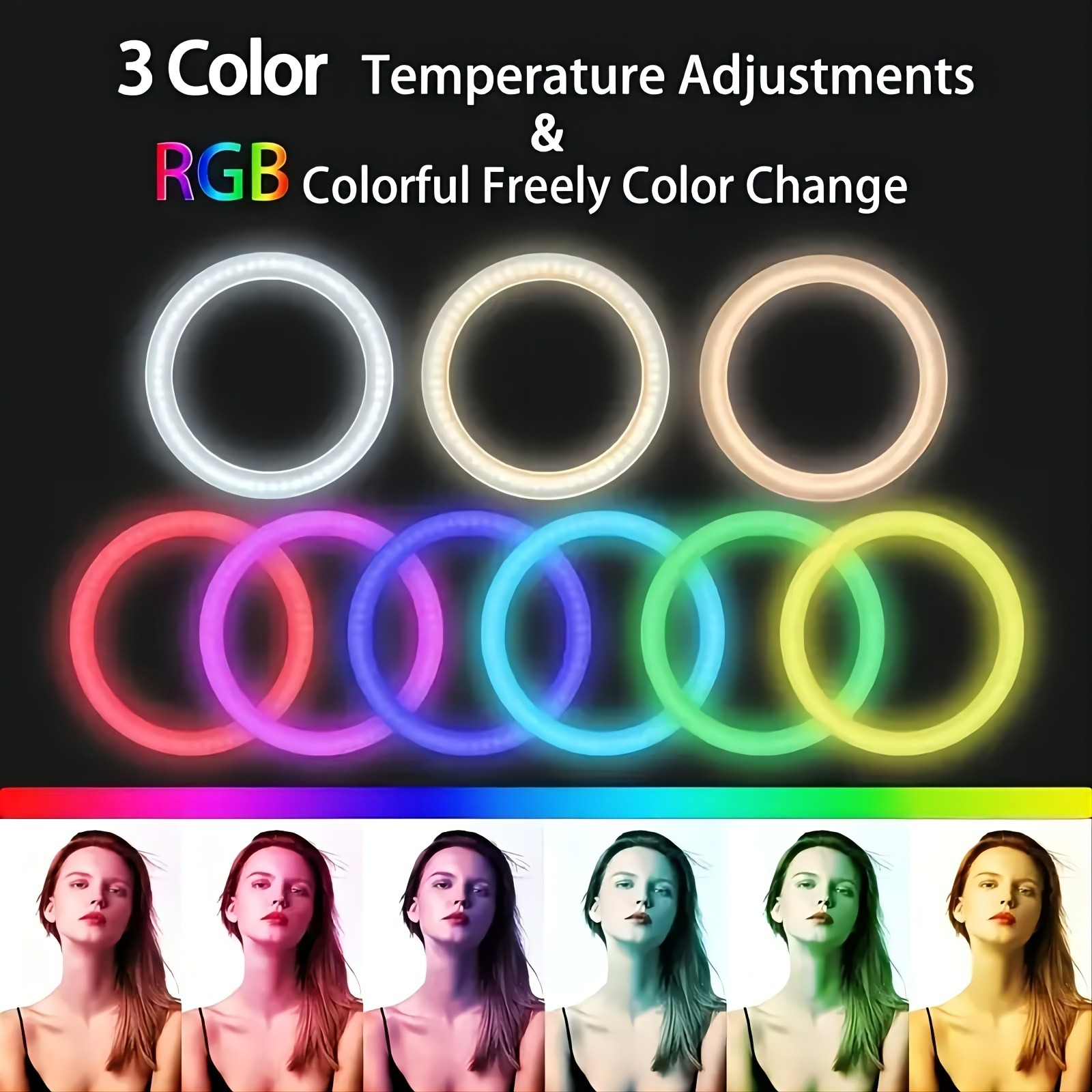 10Inch LED Ring Light, Two Section Adjustable 160cm Tripod, Portable Fill Light for Live Streaming, Photo Selfies, Video Record