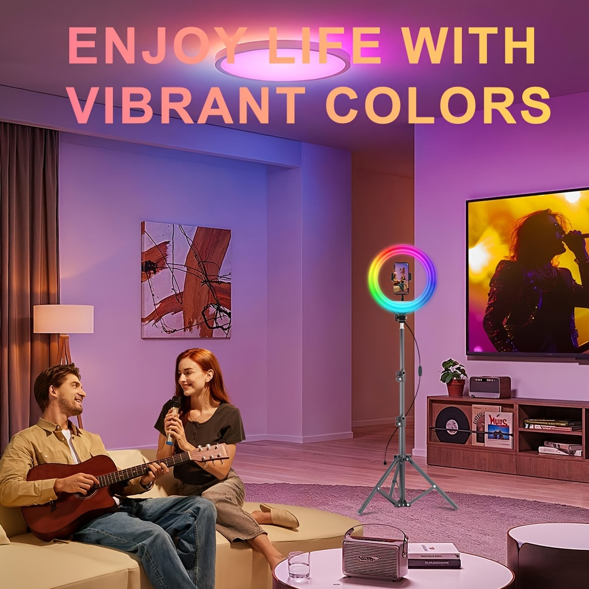 10Inch LED Ring Light, Two Section Adjustable 160cm Tripod, Portable Fill Light for Live Streaming, Photo Selfies, Video Record