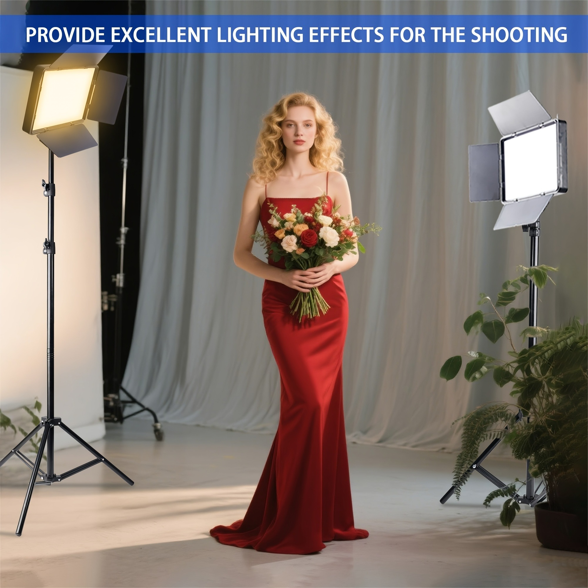 LED video photography atmosphere fill light 9-inch square 43 inch tripod USB power supply 3 light colors adjustable 4 leaf baffl