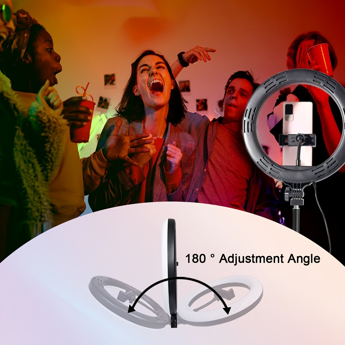10Inch LED Ring Light, Two Section Adjustable 160cm Tripod, Portable Fill Light for Live Streaming, Photo Selfies, Video Record