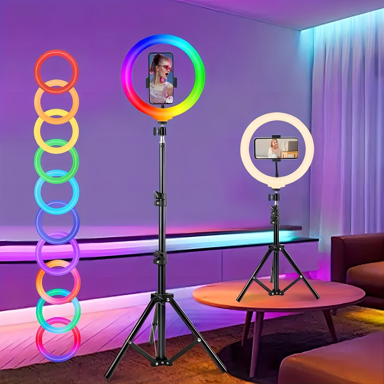 10Inch LED Ring Light, Two Section Adjustable 160cm Tripod, Portable Fill Light for Live Streaming, Photo Selfies, Video Record