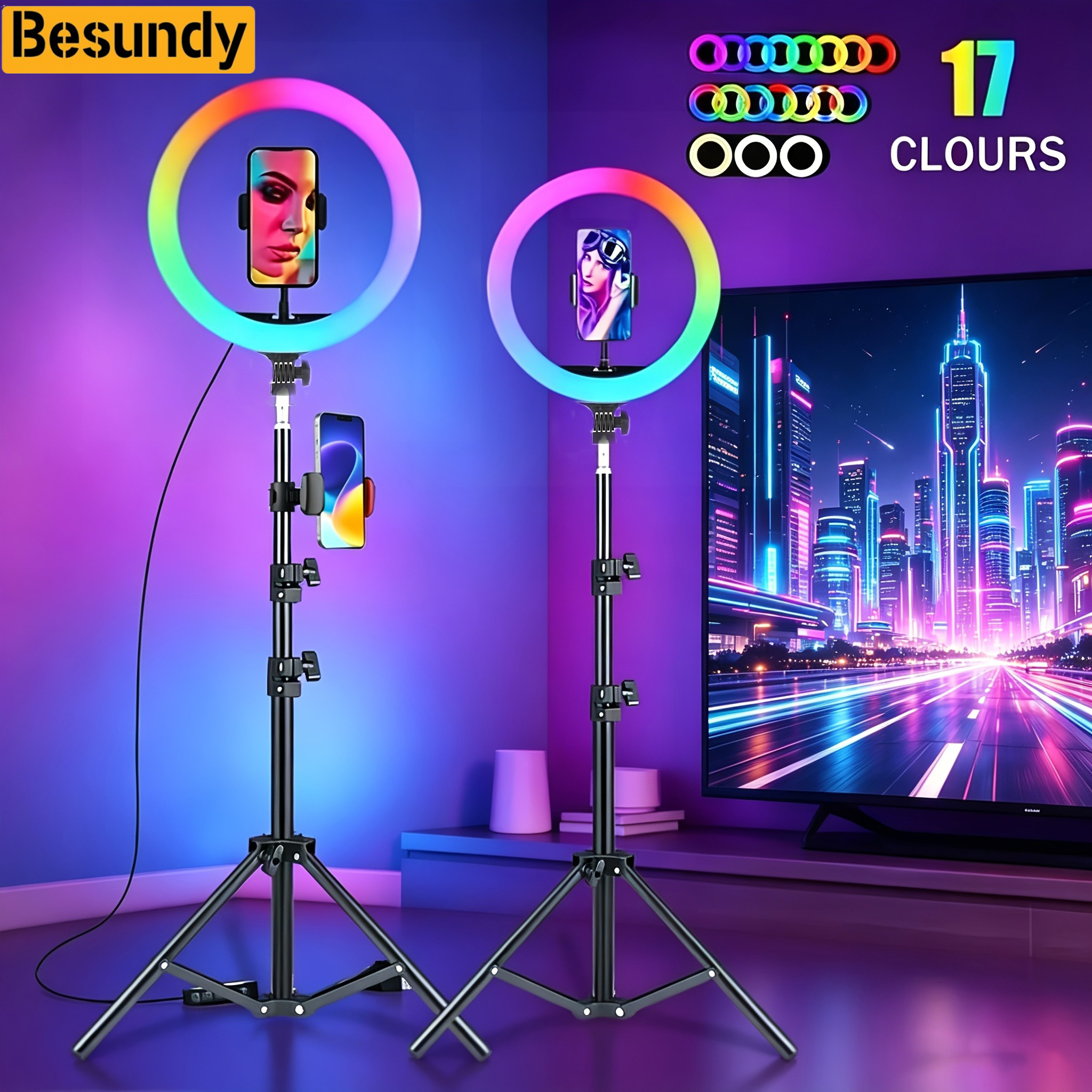 10Inch LED Ring Light, Two Section Adjustable 160cm Tripod, Portable Fill Light for Live Streaming, Photo Selfies, Video Record