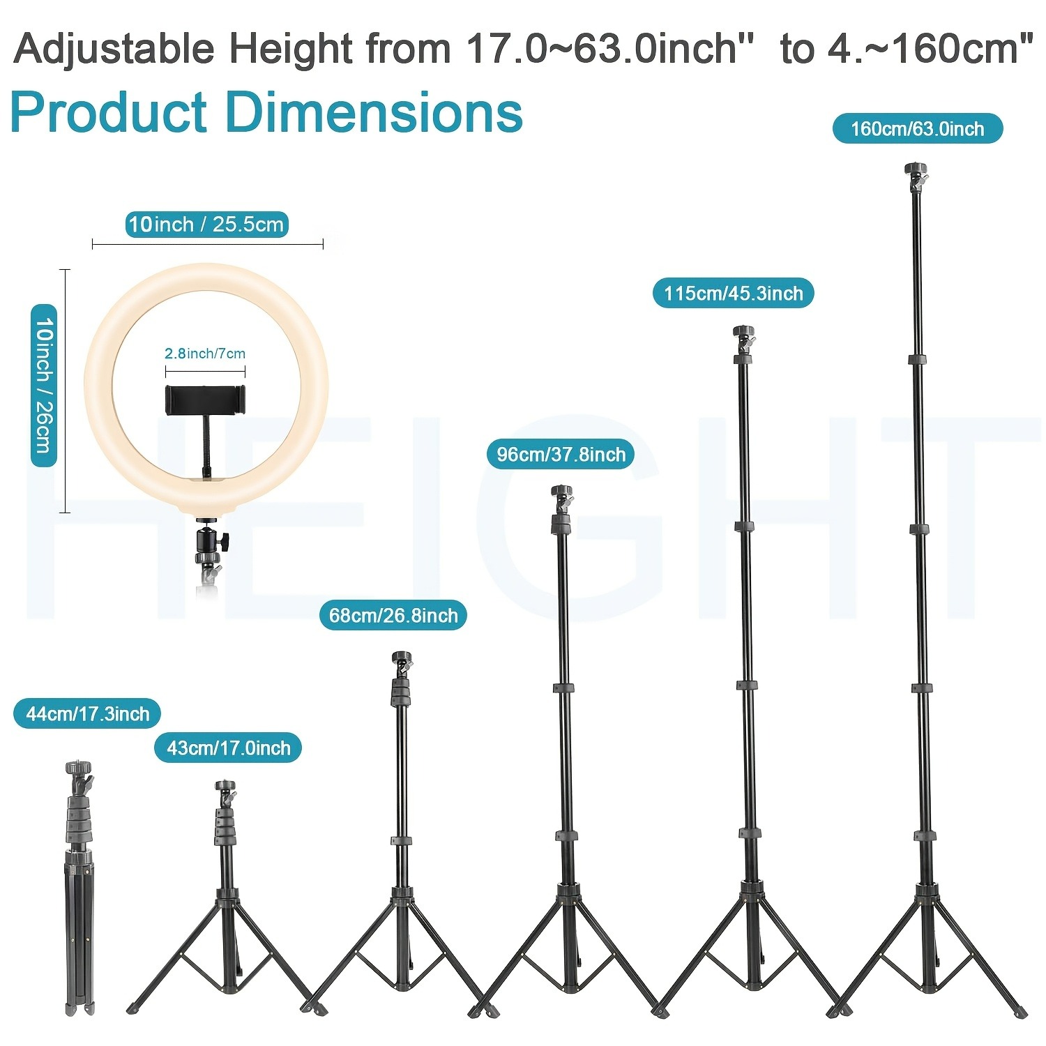 Besundy 2.1M Tripod Stand with 10 Inch LED Ring Light- Dimmable Beauty Ringlight Three colors adjustable for Selfie Live Stream/Makeup/Youtube/Tiktok Video