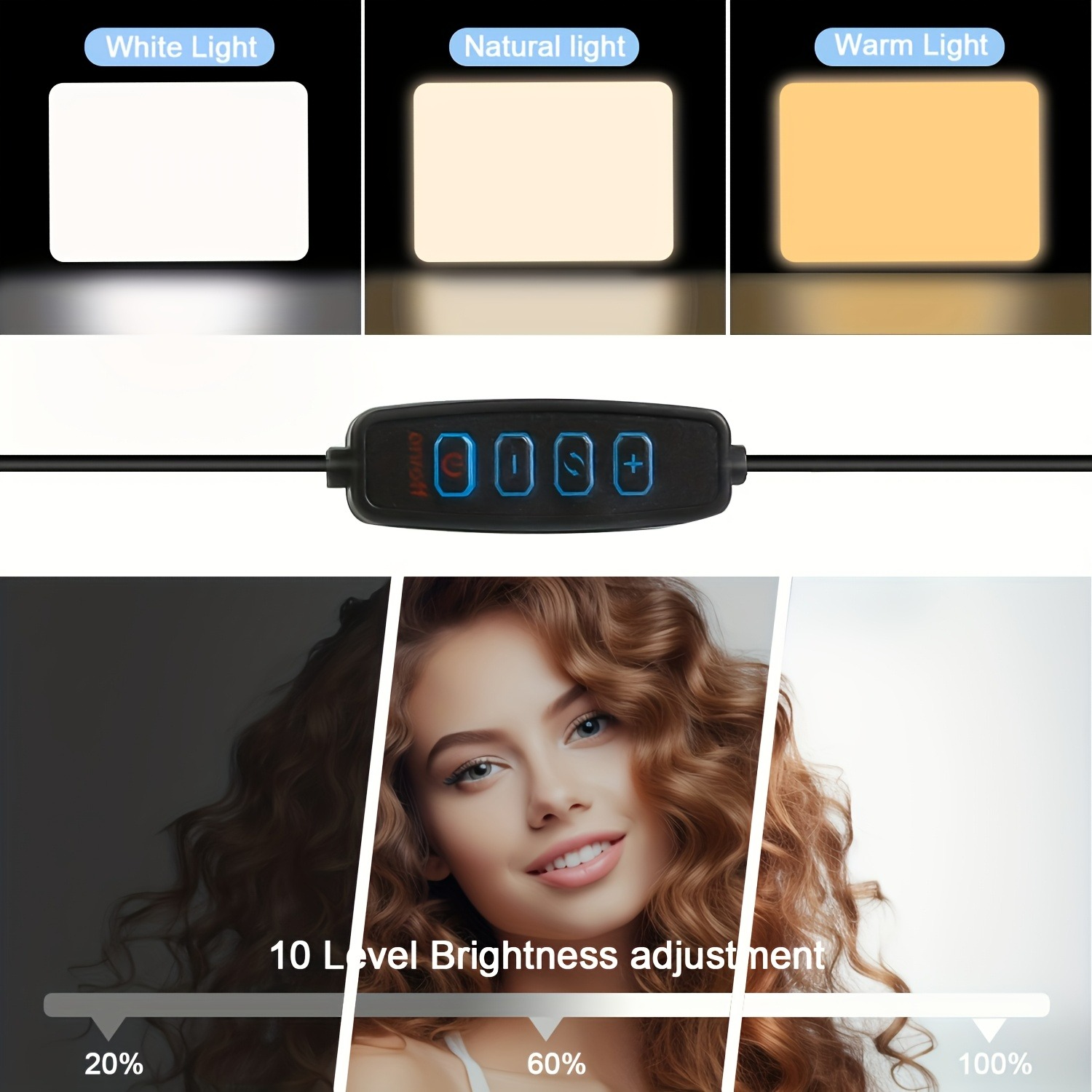 LED video photography atmosphere fill light 9-inch square 43 inch tripod USB power supply 3 light colors adjustable 4 leaf baffl