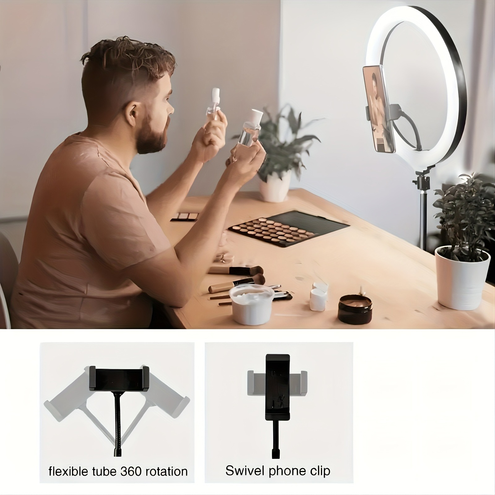 10Inch LED Ring Light, Two Section Adjustable 160cm Tripod, Portable Fill Light for Live Streaming, Photo Selfies, Video Record