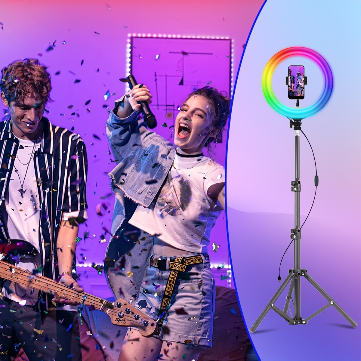 10Inch LED Ring Light, Two Section Adjustable 160cm Tripod, Portable Fill Light for Live Streaming, Photo Selfies, Video Record