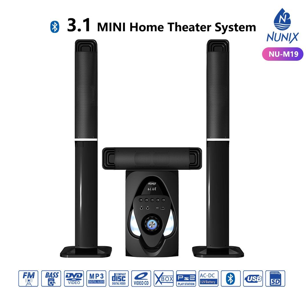 Nunix  NU-M19  3.1CH Tall Boy Mini Home Theater System USB, SD, FM, BT Function 38000W PMPO Multimedia Sound Bar Speaker System Sound Quality Subwoofer with Remote Control Woofer