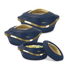 Milton 3pcs  Pearl Thermoware Insulated Hotpots Serving Dish Casserole Set Hot Pot Serveware Set Serve or Keep Food Hot or Cold Size 2500, 3500 and 5000ml Big Sizes