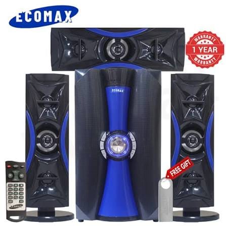Ecomax LM-1106 3.1CH  20000W PMPO Multimedia Speaker System with BT, FM Radio, AC/DC Subwoofer Mini Home Theater System with Remote control  Woofer