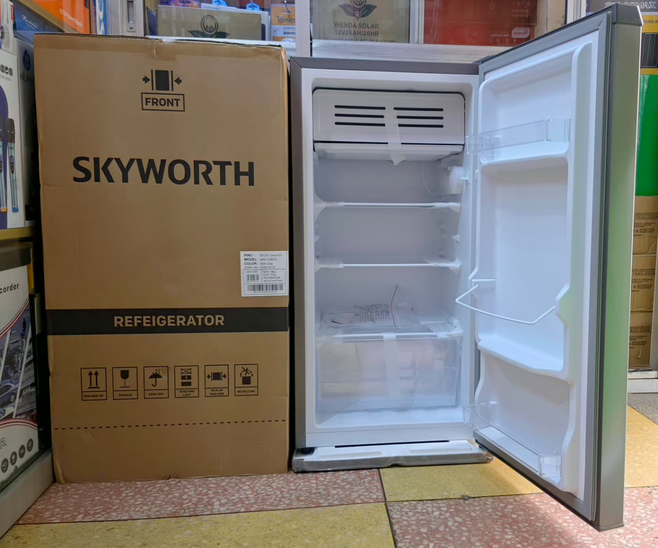Skyworth SRS-120DT - 90L Single Door Refrigerator With Freezer Compartment Fridge Dark Grey